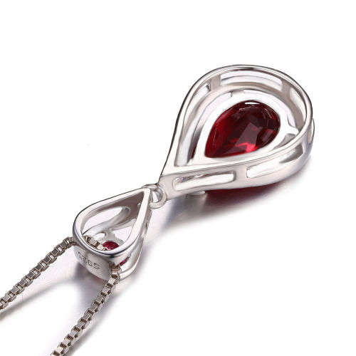 PENDANT~Stunning Lab Created Ruby Pendant set in .925 Sterling Silver