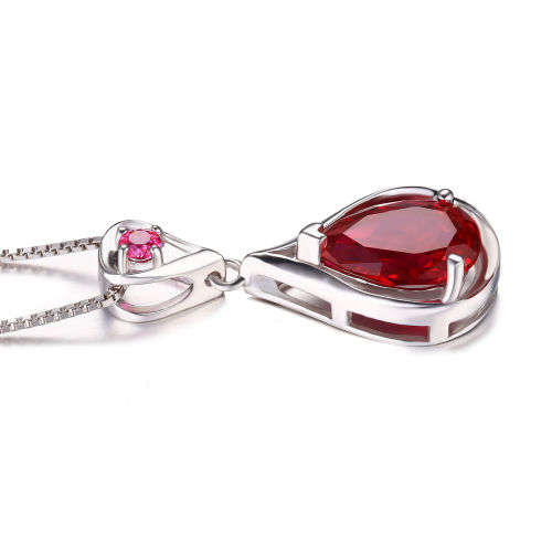 PENDANT~Stunning Lab Created Ruby Pendant set in .925 Sterling Silver