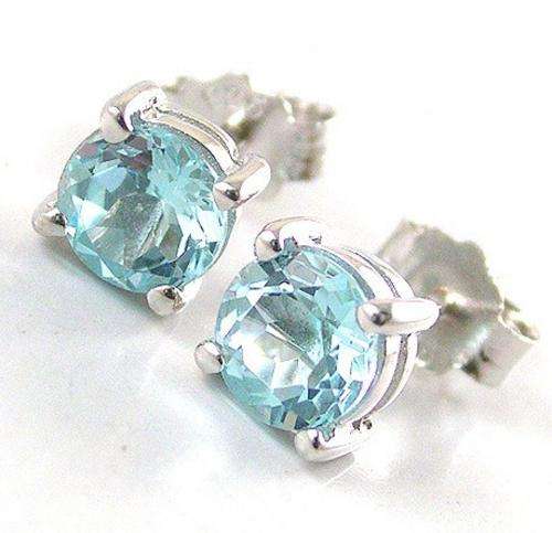5mm ROUND Genuine Topaz Earrings Stud 925 Silver