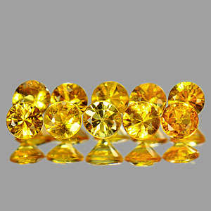1.11 Ct.10 Pcs. Round Diamond Cut Natural Yellow Songea Sapphire