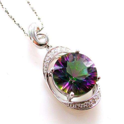 7.5ct Genuine Rainbow Topaz Pendant 925 Sterling Silver Sparkle