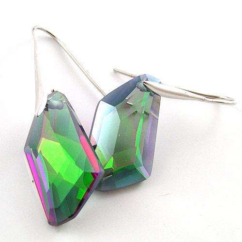 27ct Rainbow Colored Topaz Earrings Dangle 925 Sterling Silver