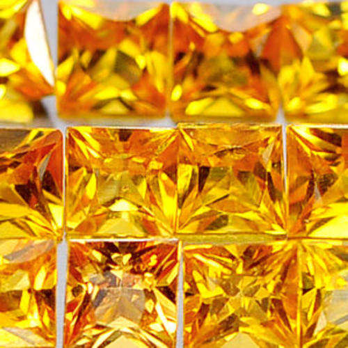 Sapphire Lot~2.66 Ct. Natural Orangish Yellow Songea Sapphire Square Princess Cut