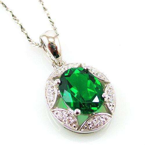PENDANT~Stunning 2.5ct Lab Created Emerald Pendant .925 Sterling silver