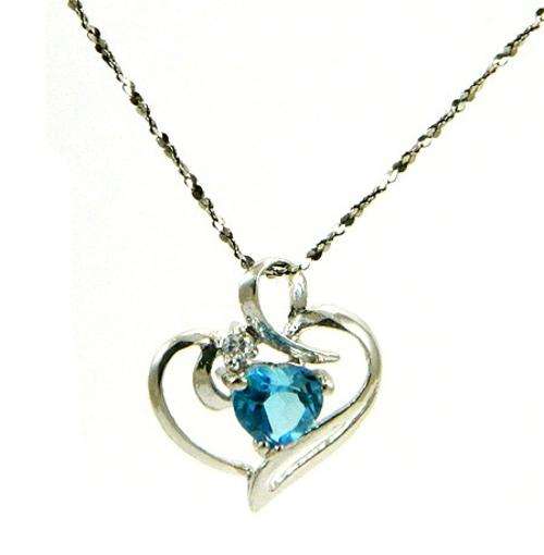 Topzt Pendant - Beautiful Swiss Blue Topaz Heart set in .925 Silver