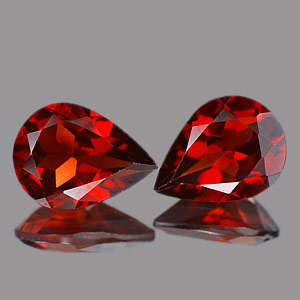 GARNETS~ 2.26 Ct Matching Pair Pear Natural Red Garnet Unheated