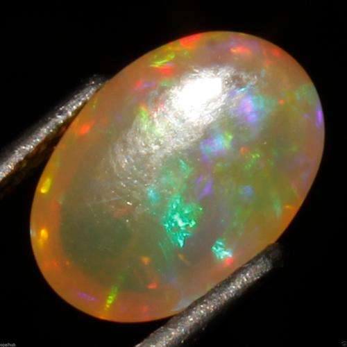 OPAL~1.55 Cts NATURAL ETHIOPIAN WELO FIRE OPAL MULTI COLOUR PLAY CABOCHON
