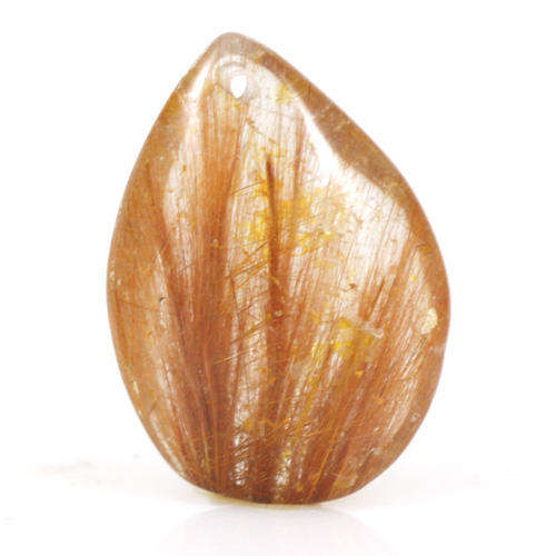 RUTILATED QUARTZ~Brown Red Classic Shiny Vintage Rutilated Quartz Bead Pendant