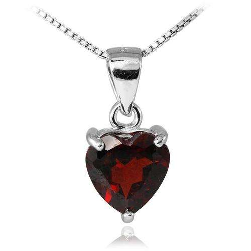 PENDANT~2.5ct Natural Garnet Pendant 925 Silver Heart