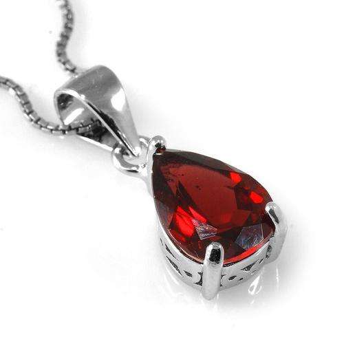 Genuine Garnet Pear Pendant set in .925 Silver