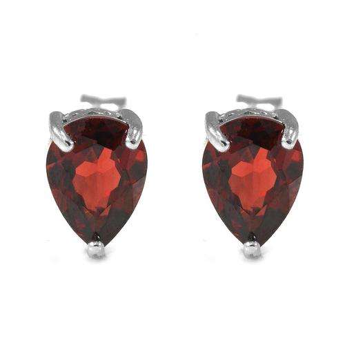 EARRINGS~Genuine Garnet Pear Earrings set in .925 Silver