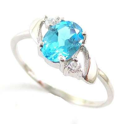 Dainty Delightful Genuine Swiss Blue Topaz Ring .925 Silver