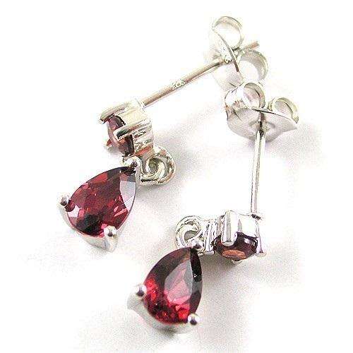 1.5ct Genuine Garnet Earrings Dangle .925 Silver