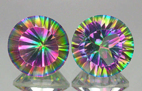 PROMINENT PAIR! 4.98ct.Concave Rainbow Mystic Topaz.