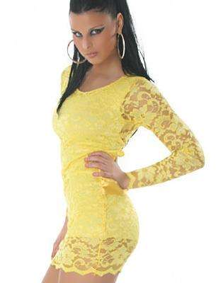 Yellow Lace Stretch Dress