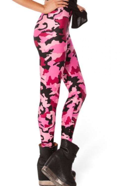 PINK Lycra Stretch Pants CAMO Print - LEGGING Tights