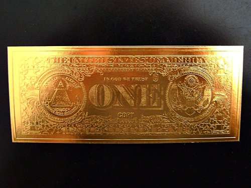 Gold Foil Dollar Note - 1999 $1 Gold Foil Note - Limited Numbers