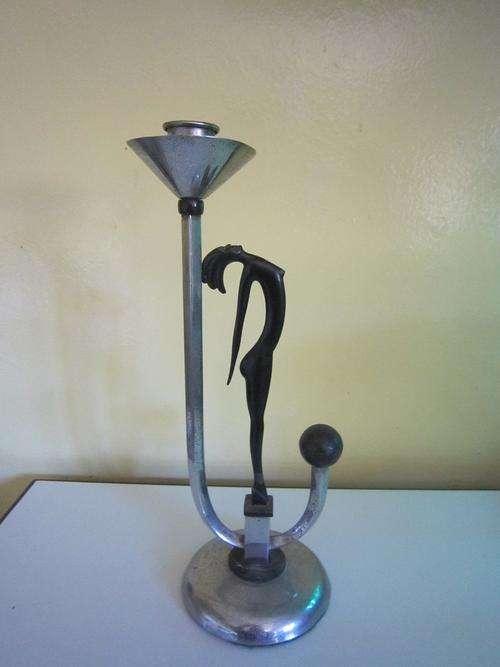 Art deco chrome candletick