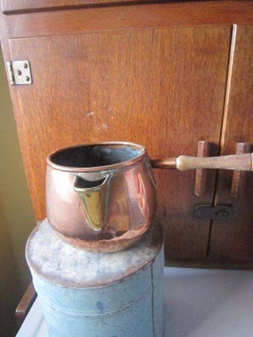 VINTAGE COPPER AND BRASS MILK SAUCEPAN  ITEM NO 559