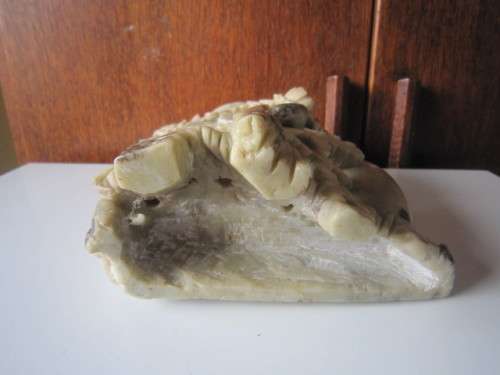 STUNNING ORIENTAL DOUBLE SOAPSTONE VASE WITH RELIEF CARVING  ITEM NO 2159