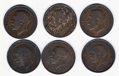 Great Britain 6 x 1 Pennies from the 1920's