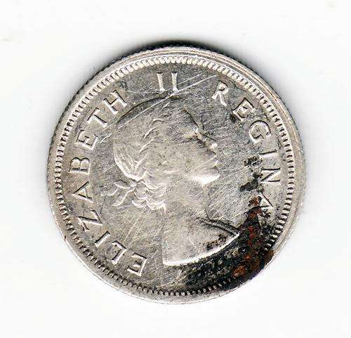 1957 SAU 6 Pence .50 Silver