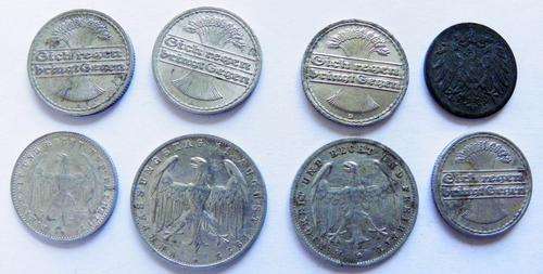 Germany 8 Mixed Coins from the Deutche Reigh