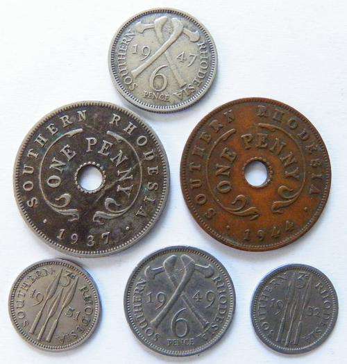 Southern Rhodesia 6 Mixed Coins
