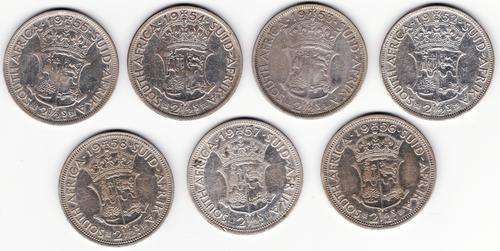 SAU 7 x Half Crowns from 1952 to 1958 Circulated .50 Silver