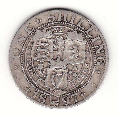 Great Britain 1897 1 Shilling .925 Silver CV indicator R120 in vf