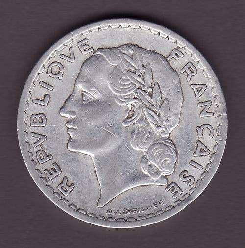 France 1946C Laurete Head 5 Franc Aluminum