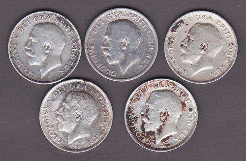 Great Britain 1914 to 1918 1 Shillings .925 Silver Some Polished