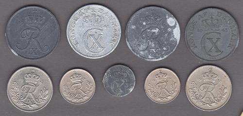 Denmark 9 Mixed Coins No Duplicates