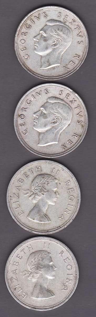 SAU 1951, 1952, 1957 and 1958 5 Shilling Coins .50 Silver 112.88 Grams