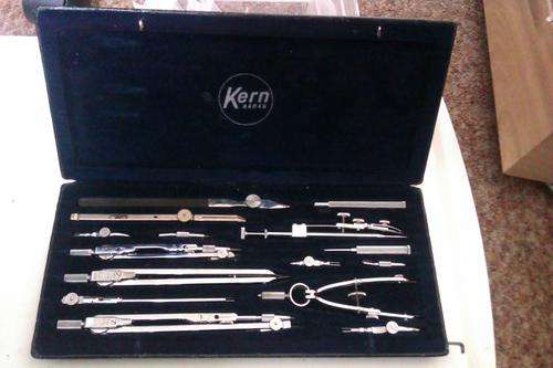 Vintage Kern from Aarau 15 Piece Drafting Drawing Set Swiss Made from about the 1950s