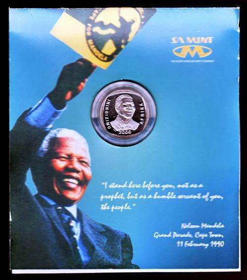 SA Mint 2000 Mandela Proof Like 5 Rand Sealed in Coin Capsule 5 Rand Coin presented in CD Case