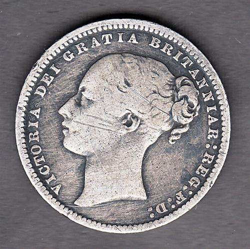 Great Britain 1872-38 1 Shilling .925 Silver CV R148 f or R320 vf