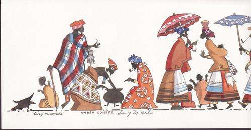 Lucy Mary Wiles (Mullins) Print With Her Original Signature in Pencil of Xhosa Gossips