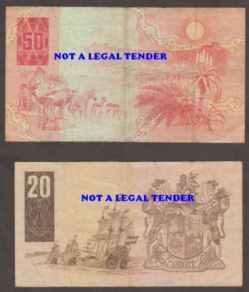 SOUTH AFRICA GPC de KOCK R 2, R 5, R 10. R 20 and R 50 BANKNOTE SET