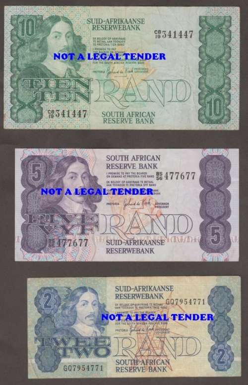 SOUTH AFRICA GPC de KOCK R 2, R 5, R 10. R 20 and R 50 BANKNOTE SET