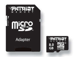 PATRIOT MEMORY SIGNATURE LINE 8GB MICROSDHC CLASS 4 CARD WITH ADAPTER!