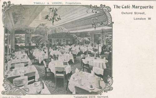 VERY OLD POSTCARD: "THE CAFE MARGUERITE" OXFORD STREET, LONDON