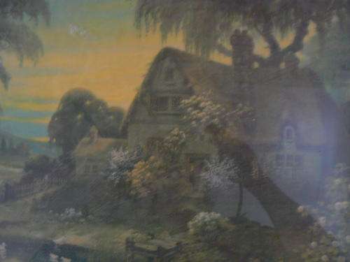 Framed oil painting of the farm