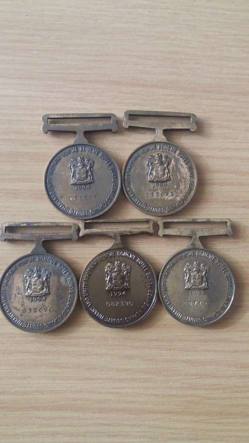 ** 5X SADF 1994 Unitas Medals, Full size. Bid Per Medal To Take All. **