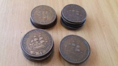 ** 28X Union Of South Africa Pennys. Great Dates. See below.  Bid Per Coin To Take All 28. **