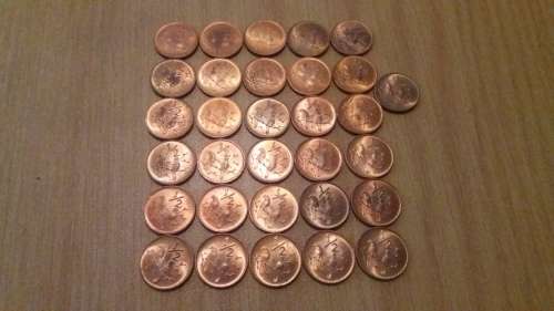** 31 UNC 1970 2nd Decimal Half Cent Coins. Bid Per Coin. **