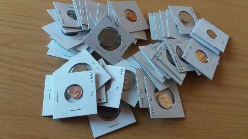 Lot of 45 Third Decimal coins in Coin Flips. One bid for the lot. Mostly early 90s