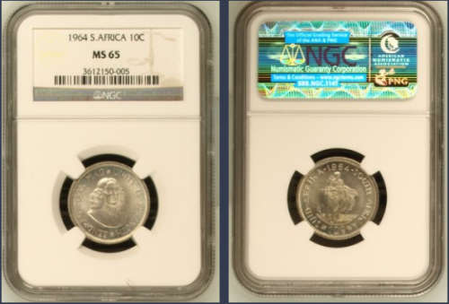 Very Nice 1964 Silver NGC Graded MS65 10C