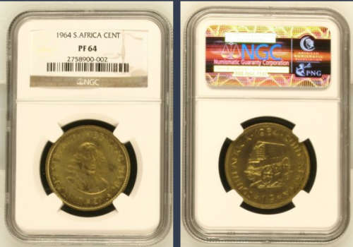 Very Nice 1964 NGC Graded PF64 1c. Only 10 Graded In This Grade------WOW.