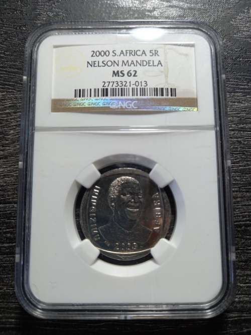 NGC Graded 2000 MS24 Madiba Smiley R5 Coin. Difficult To Get In MS. 3 Available